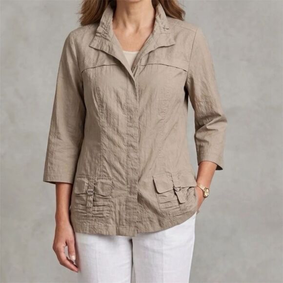 Chico's Jackets & Blazers - CHICOS Weekends Utility Jacket Womens Sz L windbreaker safari minimal coastal